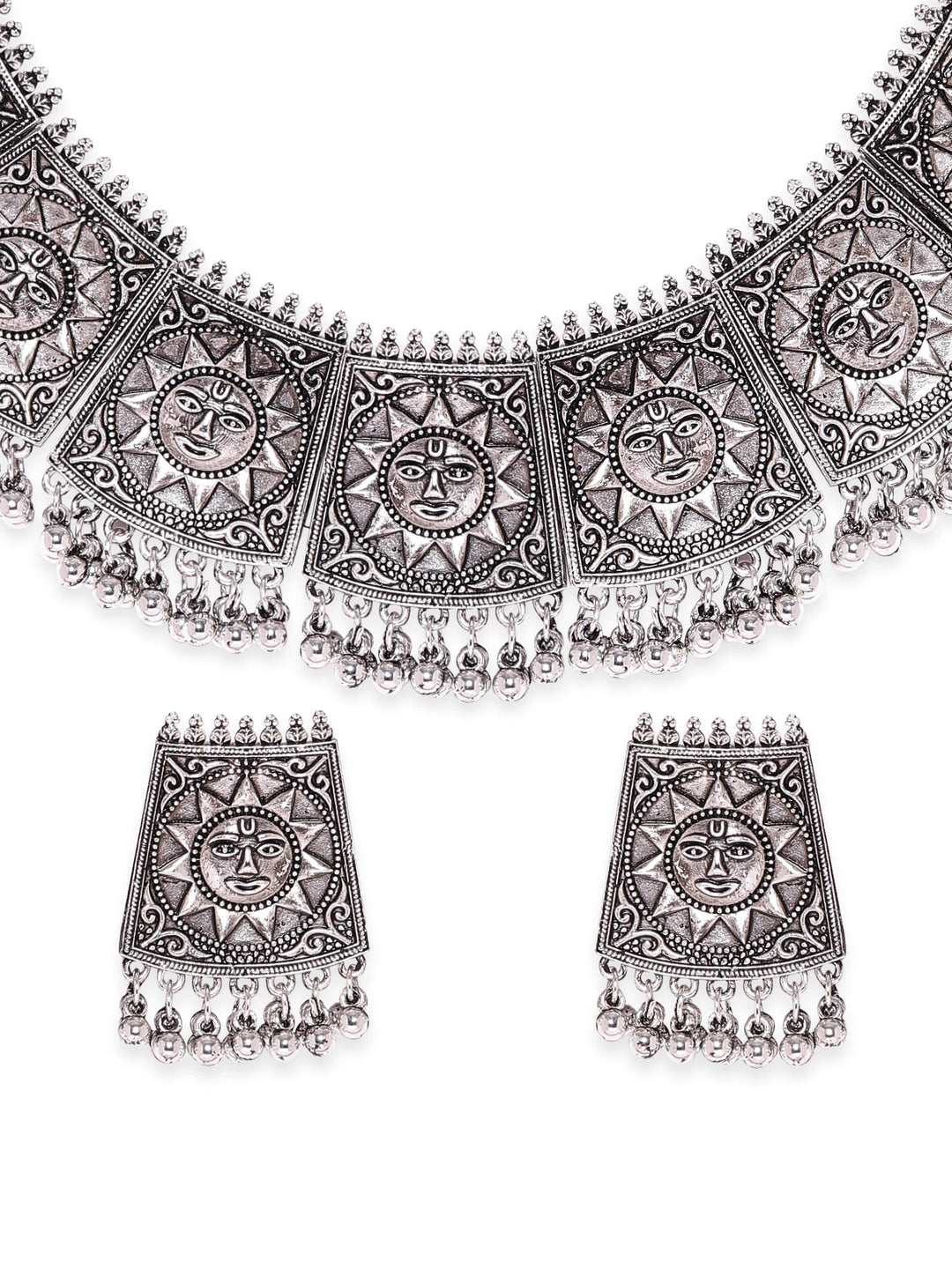 Rubans Rhodium plated Ruby Zirconia Studded Pendant Statement Luxury Necklace Set Jewellery Sets