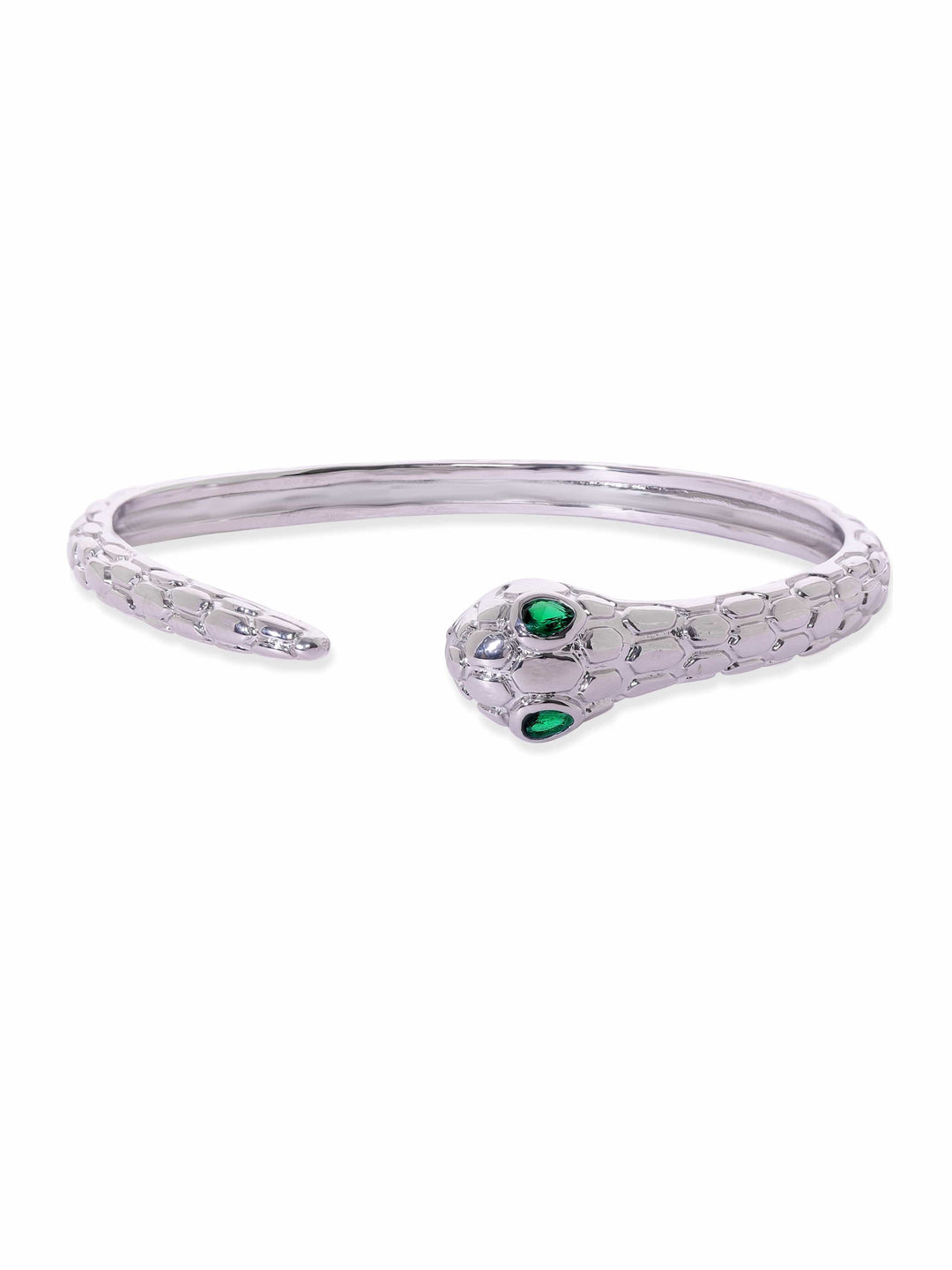 Rubans Rhodium plated serpent motif textured bracelet Bangles & Bracelets