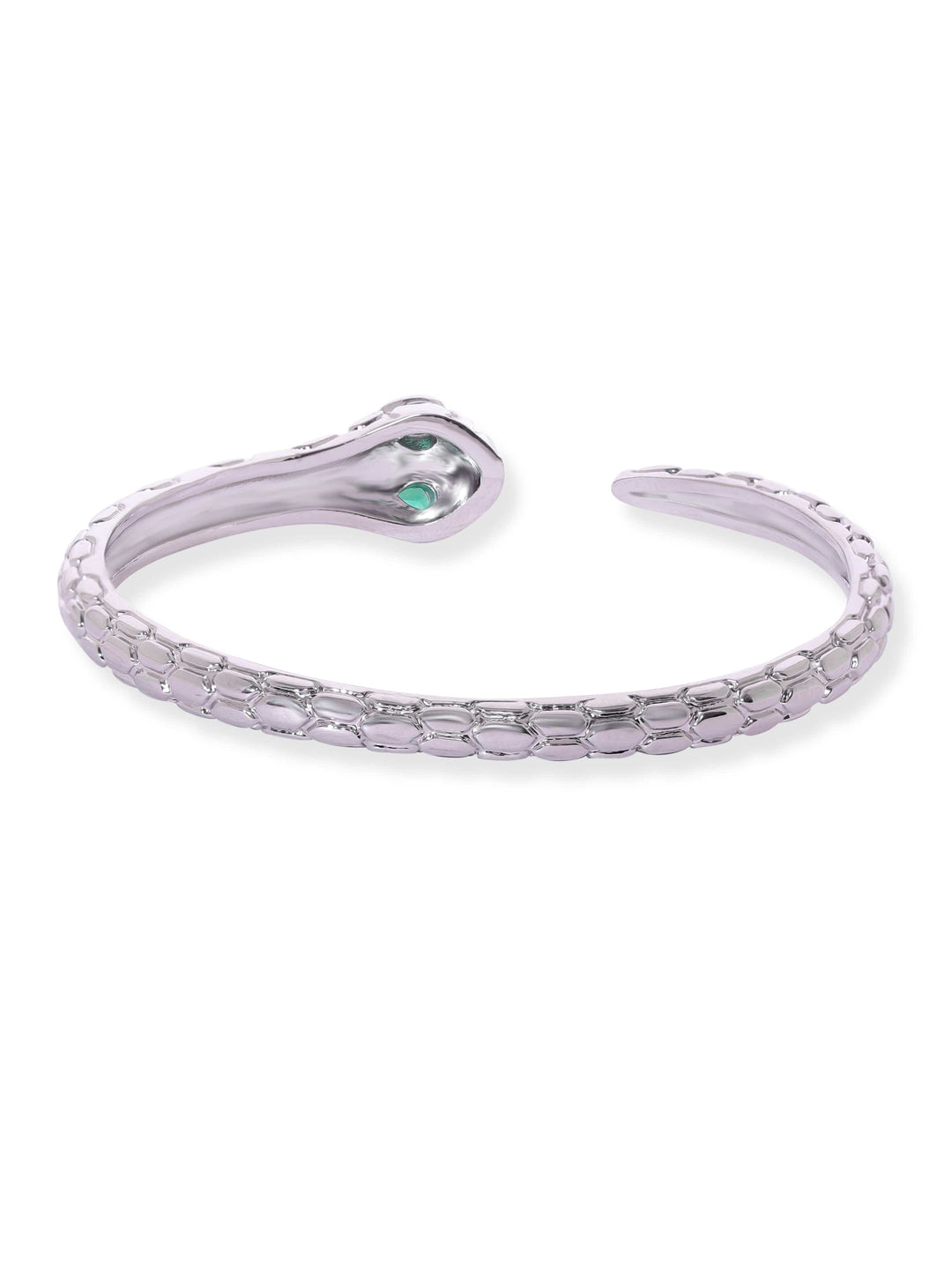 Rubans Rhodium plated serpent motif textured bracelet Bangles & Bracelets