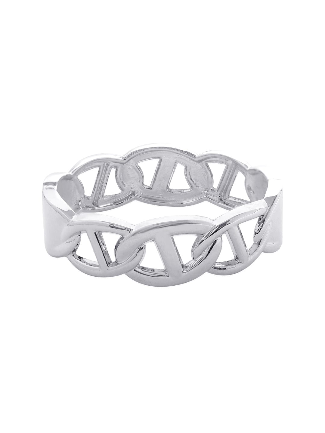 Rubans Rhodium-Plated Silver Tone Stainless Steel Tarnish-Free Waterproof Bracelet Wristwear