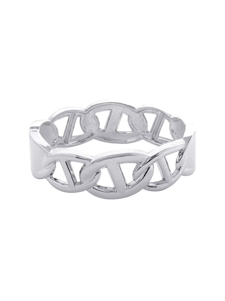 Rubans Rhodium-Plated Silver Tone Stainless Steel Tarnish-Free Waterproof Bracelet Wristwear