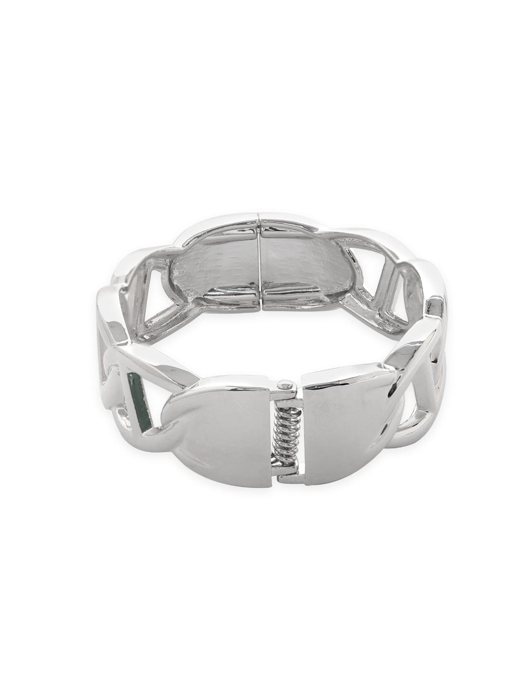 Rubans Rhodium-Plated Silver Tone Stainless Steel Tarnish-Free Waterproof Bracelet Wristwear