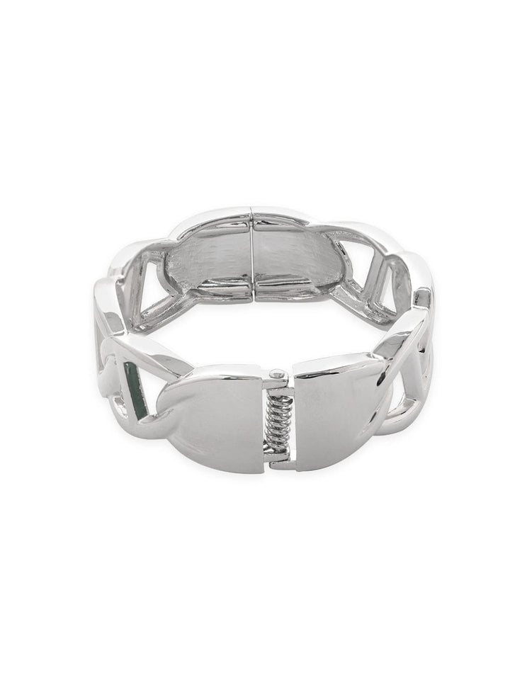 Rubans Rhodium-Plated Silver Tone Stainless Steel Tarnish-Free Waterproof Bracelet Wristwear