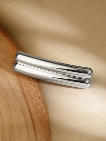 Rubans Rhodium Plated Sleek Double-Bar Design Hair Clip â€“ Statement Luxe Hair Accessory Hair Accessory