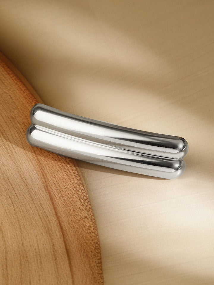 Rubans Rhodium Plated Sleek Double-Bar Design Hair Clip â€“ Statement Luxe Hair Accessory Hair Accessory