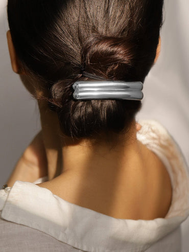 Rubans Rhodium Plated Sleek Double-Bar Design Hair Clip â€“ Statement Luxe Hair Accessory Hair Accessories