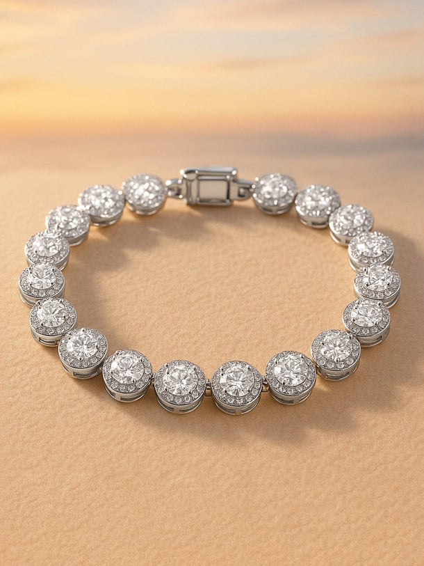 Rubans Rhodium Plated Sparkling Cubic Zirconia Studded Premium Tennis Bracelet Bangles & Bracelets