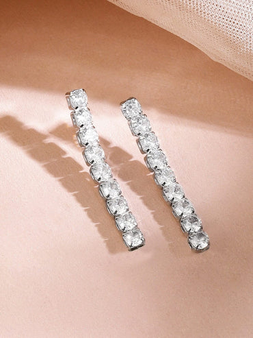 Rubans Rhodium-Plated Sparkling Cubic Zirconia Studded Tennis Statement Necklace Set Jewellery Set