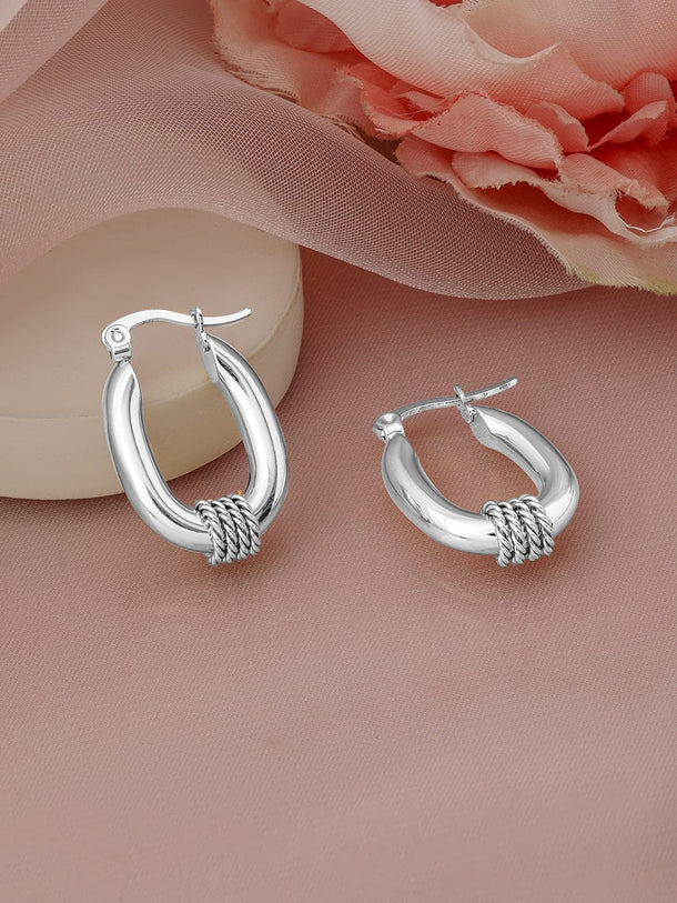 Rubans Rhodium-Plated Stainless Steel Tarnish-Free Waterproof Demi-Fine Hoop Earrings Earrings