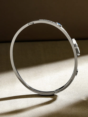 Rubans Rhodium Plated Stainless Steel Tarnish-Free Waterproof Zirconia Evil Eye Bracelet Wristwear