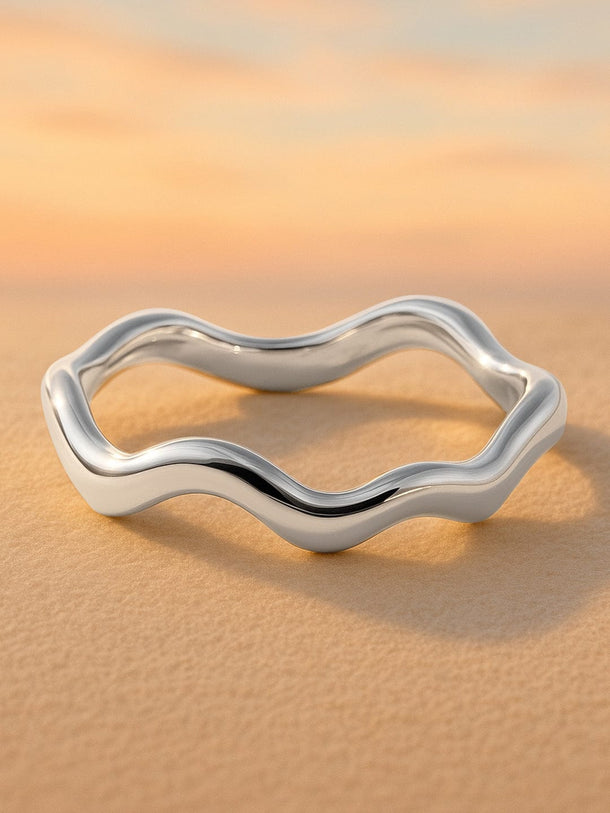 Rubans Rhodium-Plated Wavy Bangle-Style Bracelet for Modern & Elegant Statement Jewelry Bangles & Bracelet