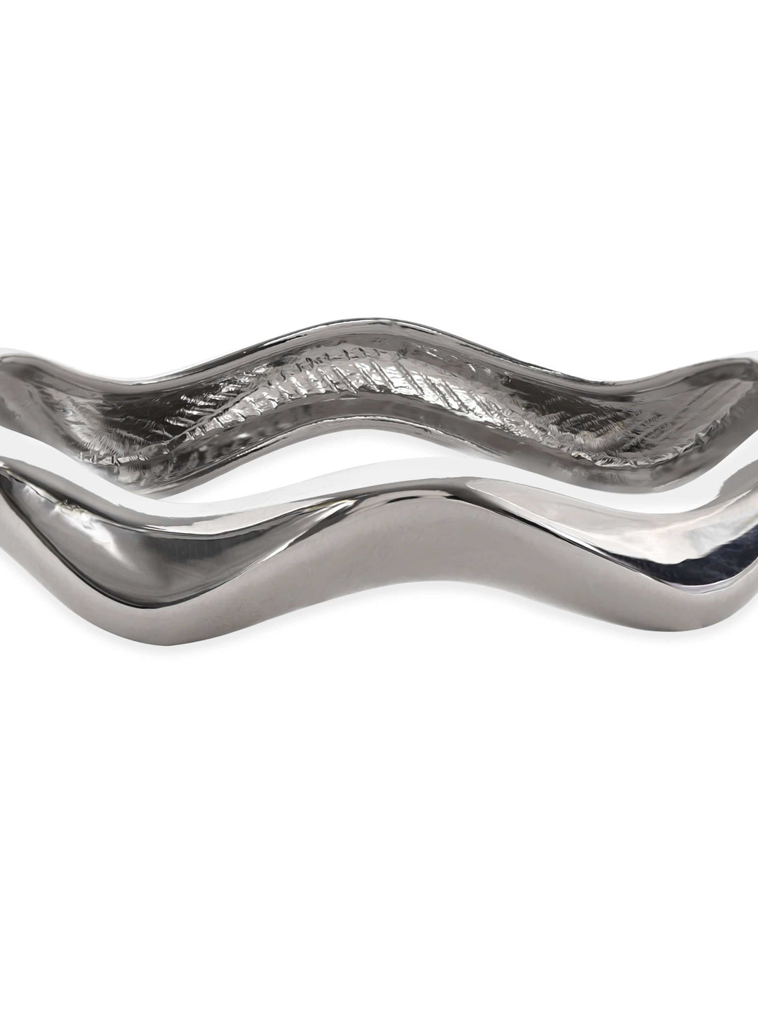 Rubans Rhodium-Plated Wavy Bangle-Style Bracelet for Modern & Elegant Statement Jewelry Wristwear