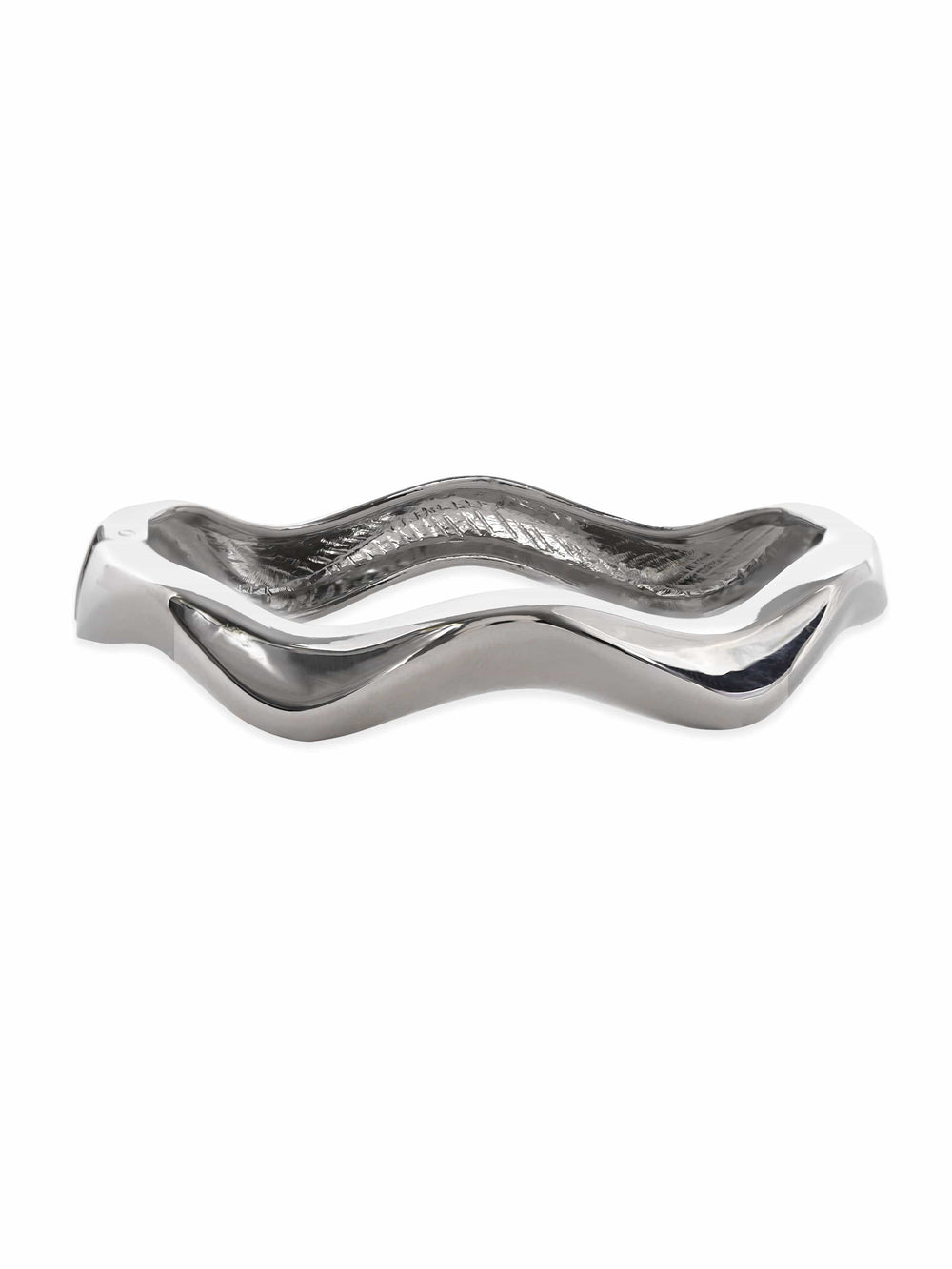 Rubans Rhodium-Plated Wavy Bangle-Style Bracelet for Modern & Elegant Statement Jewelry Wristwear