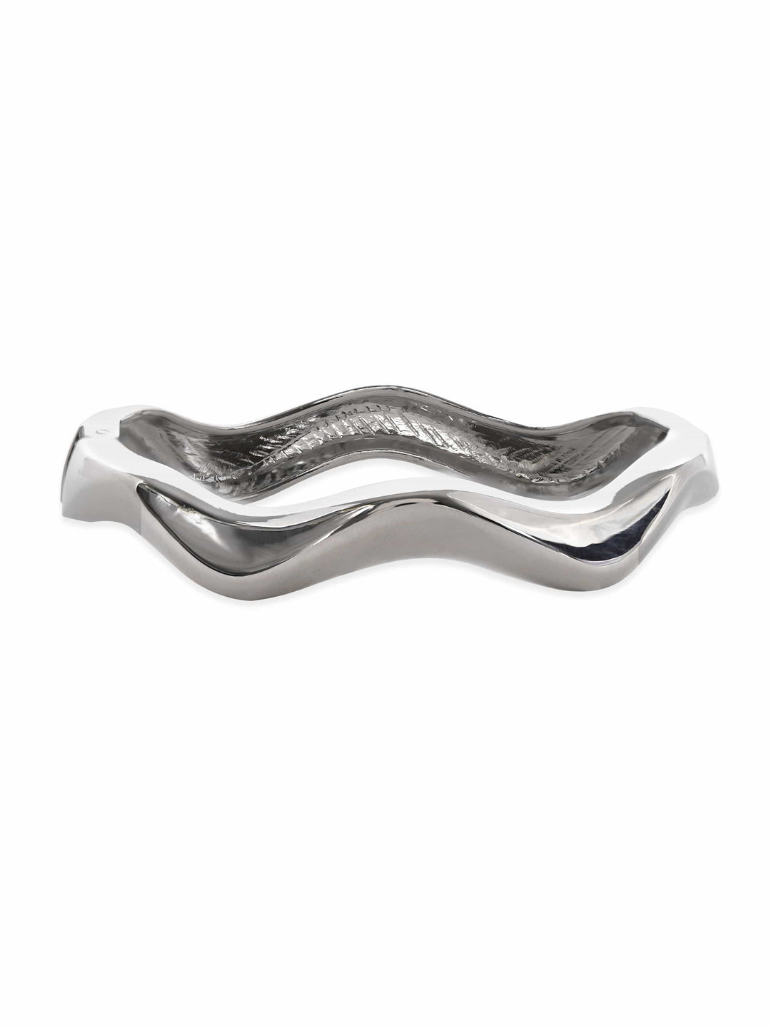 Rubans Rhodium-Plated Wavy Bangle-Style Bracelet for Modern & Elegant Statement Jewelry Wristwear