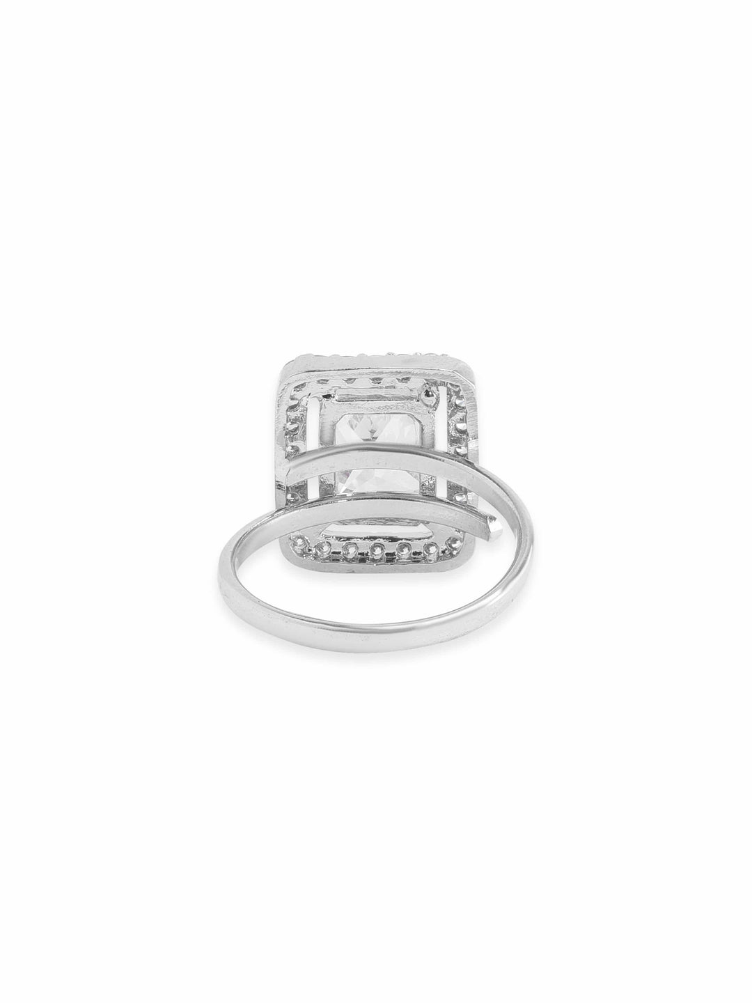 Rubans Rhodium plated White Zirconia Classy Ring Rings