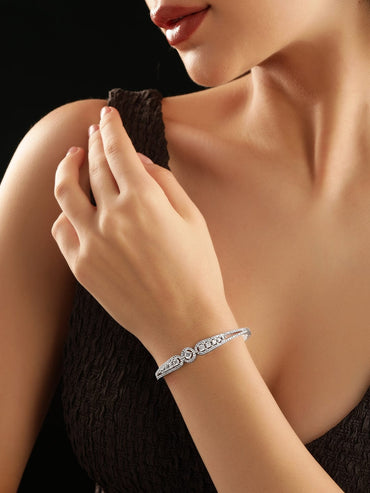 Rubans Rhodium Plated Zirconia Classy Sleek Bracelet Bangles & Bracelets