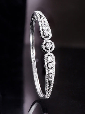 Rubans Rhodium Plated Zirconia Classy Sleek Bracelet Bangles & Bracelets
