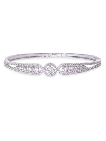 Rubans Rhodium Plated Zirconia Classy Sleek Bracelet Bangles & Bracelets