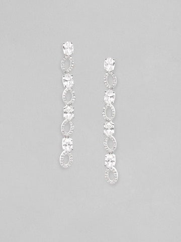 Rubans Rhodium Plated Zirconia Minimal Dangle Earrings Earrings