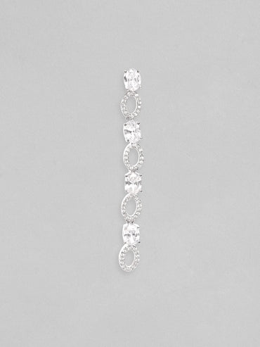 Rubans Rhodium Plated Zirconia Minimal Dangle Earrings Earrings
