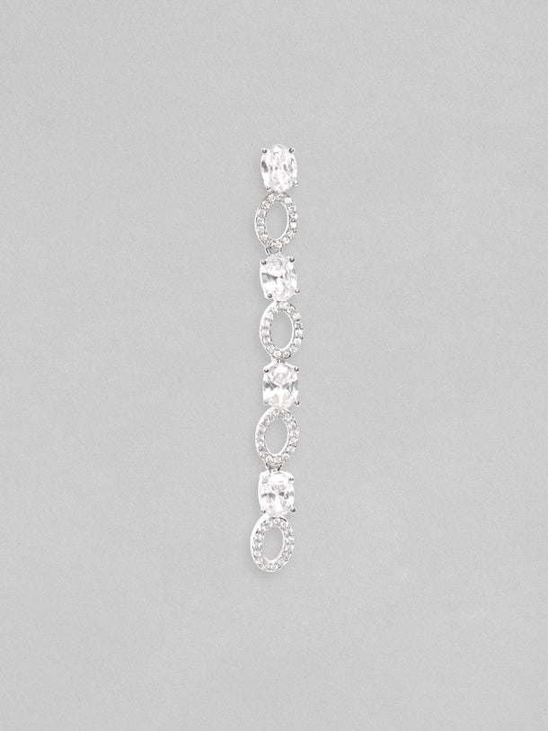 Rubans Rhodium Plated Zirconia Minimal Dangle Earrings Earrings