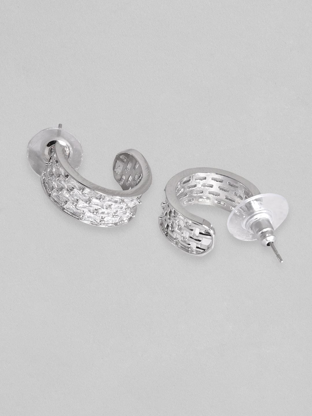 Rubans Rhodium Plated Zirconia Stud Earrings Earrings