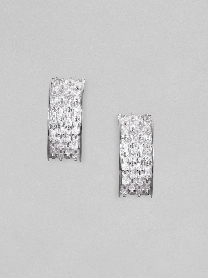 Rubans Rhodium Plated Zirconia Stud Earrings Earrings