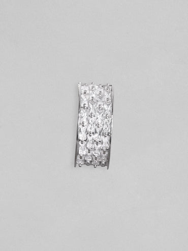 Rubans Rhodium Plated Zirconia Stud Earrings Earrings