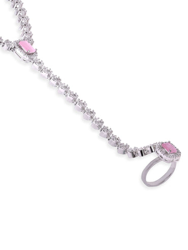 Rubans Rhodium Plated Zirconia Studded Fashionable Hath Phool Hathphool