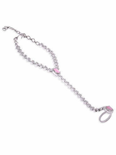 Rubans Rhodium Plated Zirconia Studded Fashionable Hath Phool Hathphool