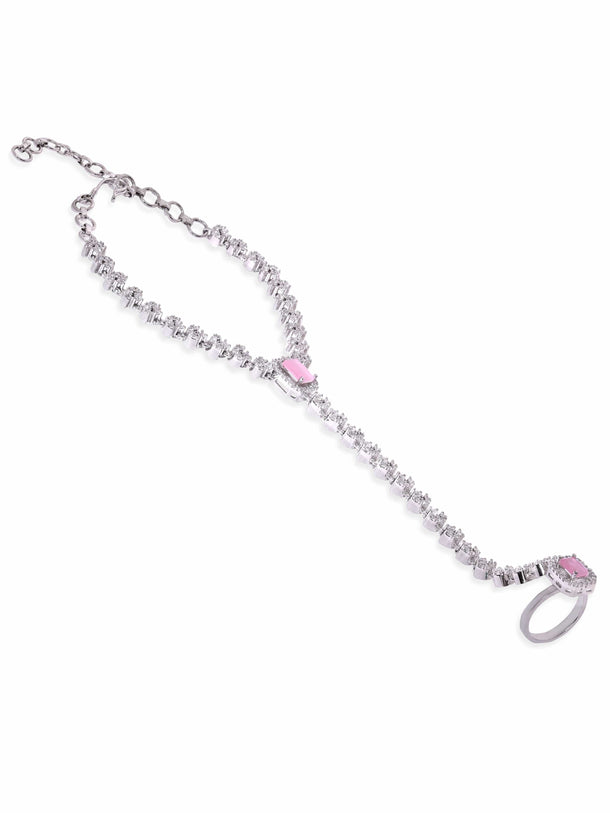 Rubans Rhodium Plated Zirconia Studded Fashionable Hath Phool Hathphool