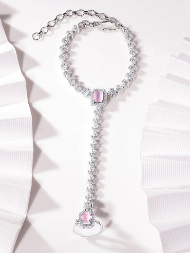 Rubans Rhodium Plated Zirconia Studded Fashionable Hath Phool Hathphool