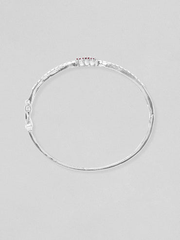 Rubans Rhodium plated Zirconia studded minimal bracelet Bangles & Bracelets
