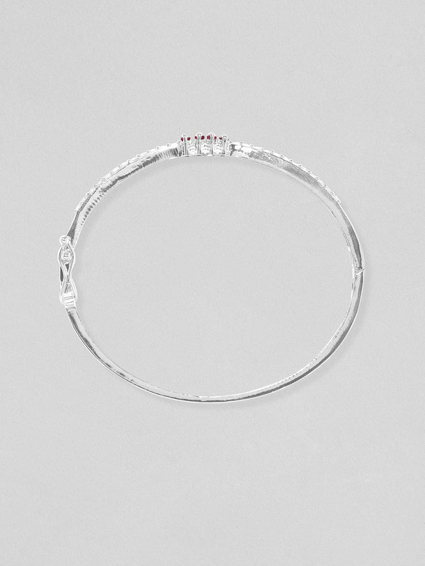 Rubans Rhodium plated Zirconia studded minimal bracelet Bangles & Bracelets