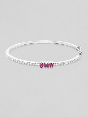 Rubans Rhodium plated Zirconia studded minimal bracelet Bangles & Bracelets