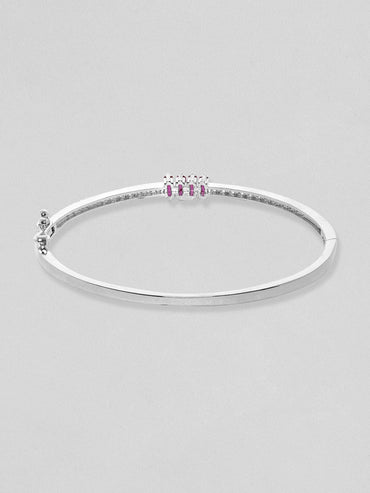 Rubans Rhodium plated Zirconia studded minimal bracelet Bangles & Bracelets