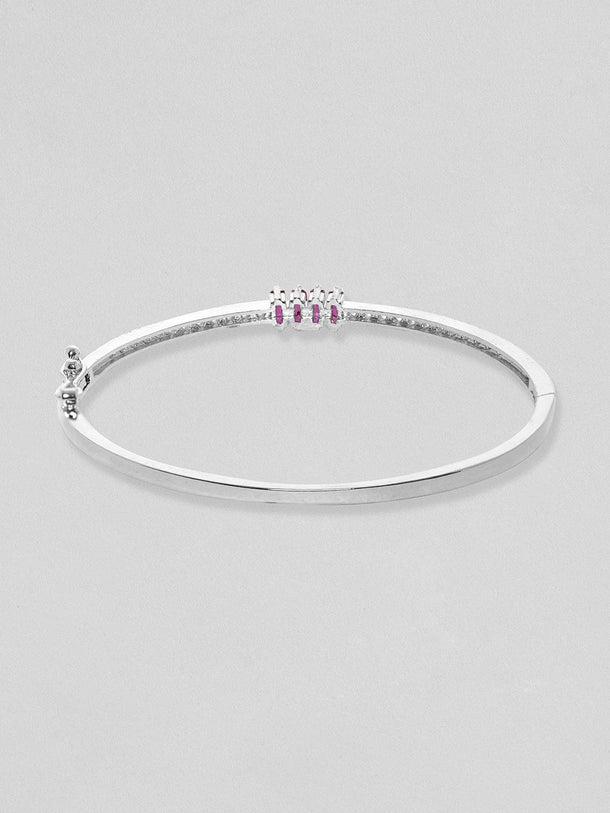 Rubans Rhodium plated Zirconia studded minimal bracelet Bangles & Bracelets