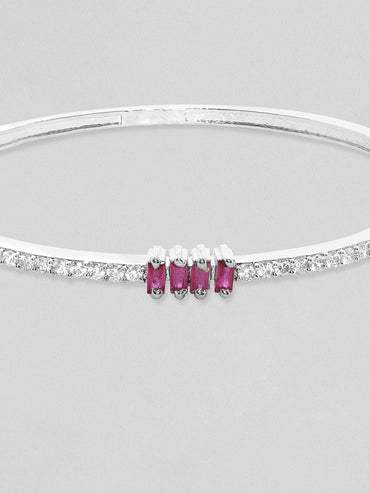 Rubans Rhodium plated Zirconia studded minimal bracelet Bangles & Bracelets