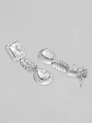Rubans Rhodium Plated Zirconia Studded Party Wear Necklace Set Necklace Set