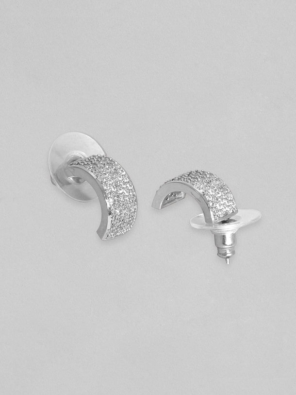 Rubans Rhodium Silver-Plated Circular Hoop Earrings Earrings