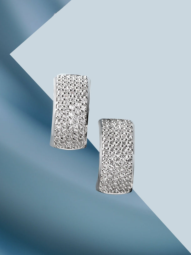 Rubans Rhodium Silver-Plated Circular Hoop Earrings Earrings