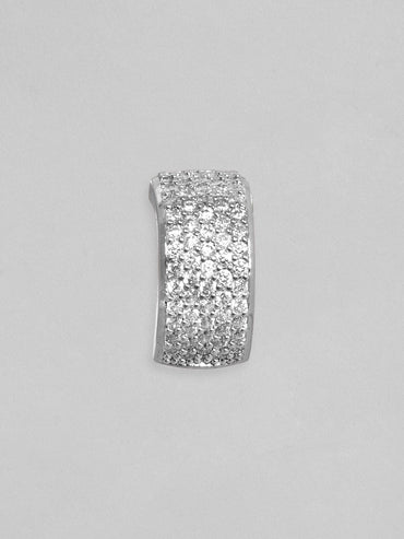 Rubans Rhodium Silver-Plated Circular Hoop Earrings Earrings