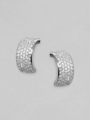 Rubans Rhodium Silver-Plated Circular Hoop Earrings Earrings