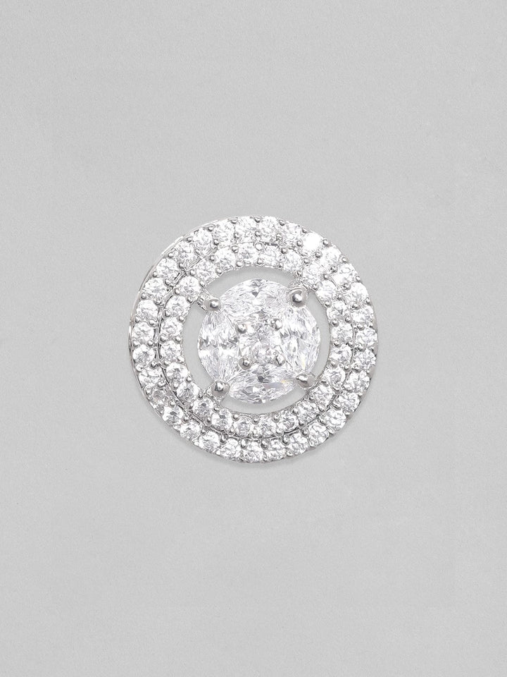 Rubans Rhodium Silver-Plated Circular Studs Earrings Earrings