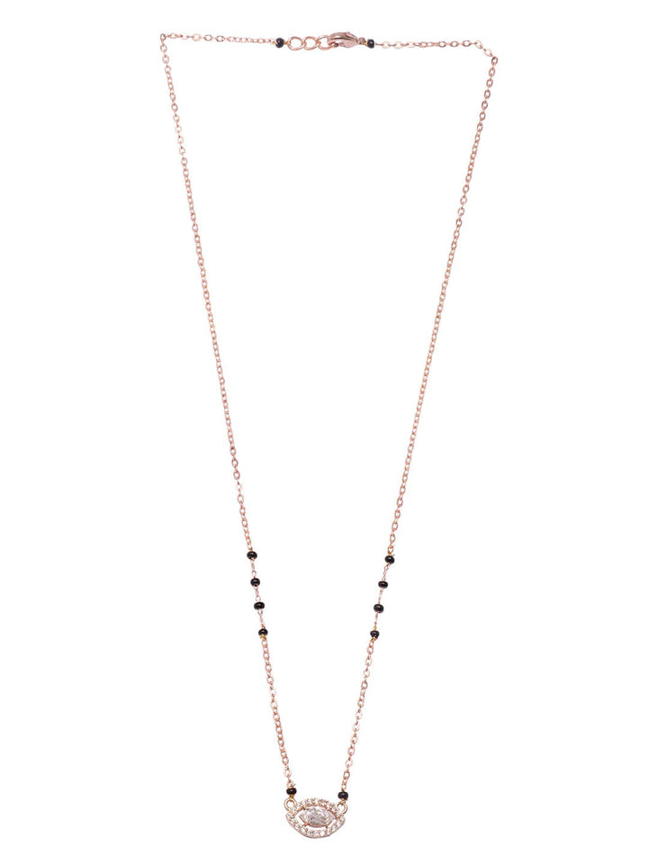 Rubans Rose Gold Plated AD Studded Evil Eye Necklace Necklace and Chains