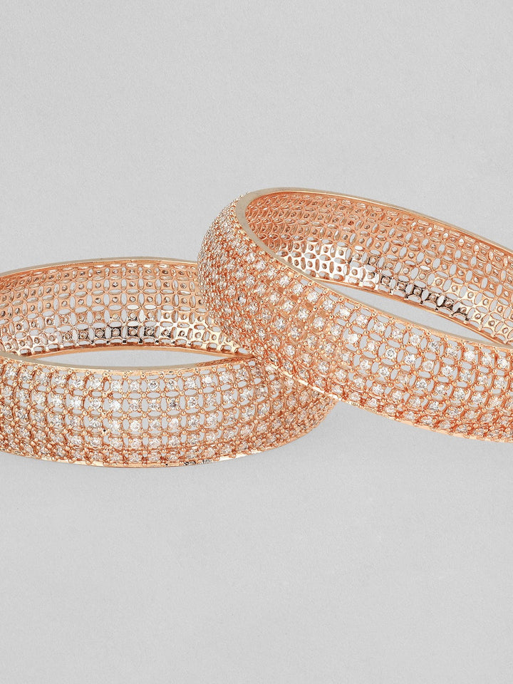 Rubans Rose gold plated bangles with studded american diamonds. Bangles & Bracelets