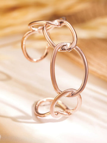 Rubans Rose Gold-Plated Chain Link Open Cuff Bracelet Modern Statement Jewelry Bracelet