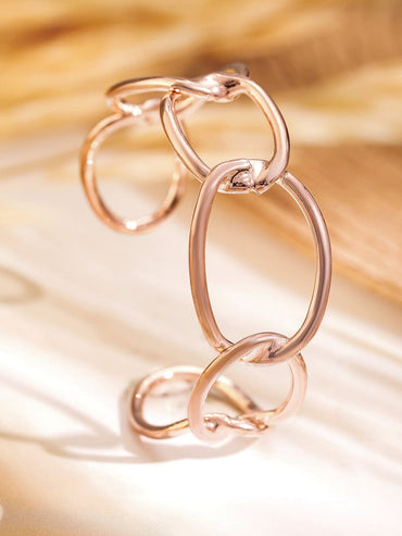 Rubans Rose Gold-Plated Chain Link Open Cuff Bracelet Modern Statement Jewelry Bracelet
