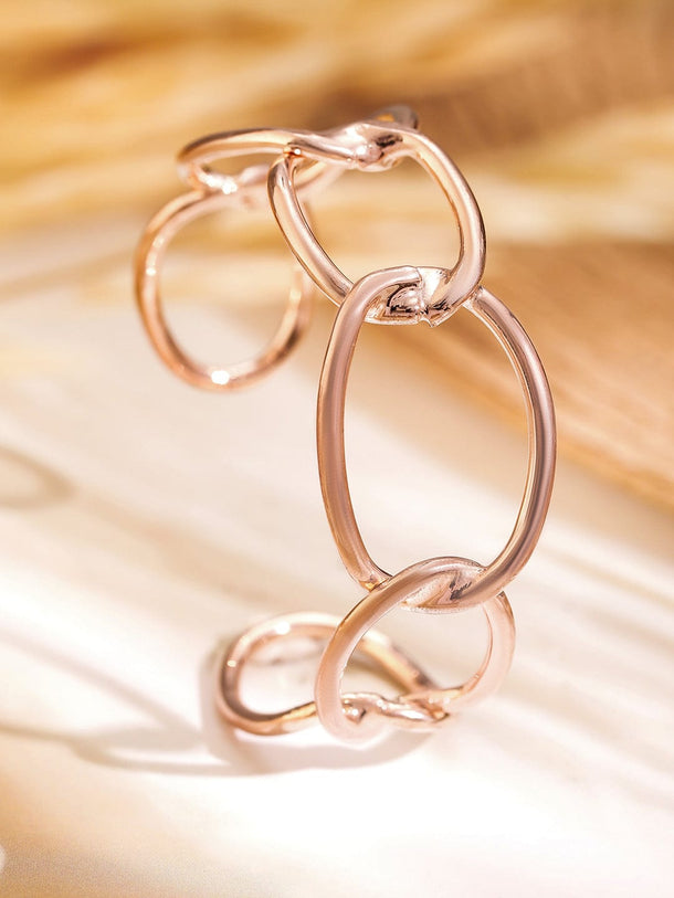 Rubans Rose Gold-Plated Chain Link Open Cuff Bracelet Modern Statement Jewelry Bracelet