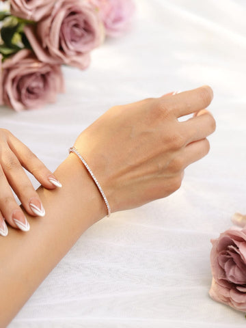 Rubans Rose Gold Plated Cubic Zirconia Bangle Style Bracelet Bracelet